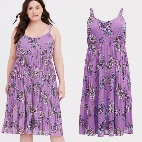 torrid Dresses & Skirts - Torrid Lavender Purple Floral Chiffon Midi Dress